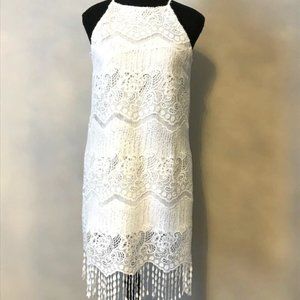 Monteau White Lace Flapper Style Dress